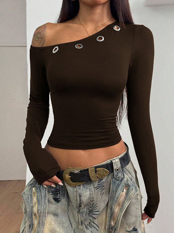 Eyelet Boat-Neck Tee