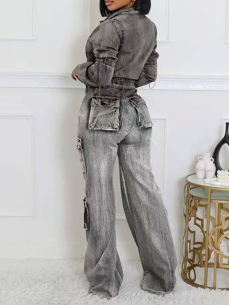 Denim Jacket & Cargo Pants Set