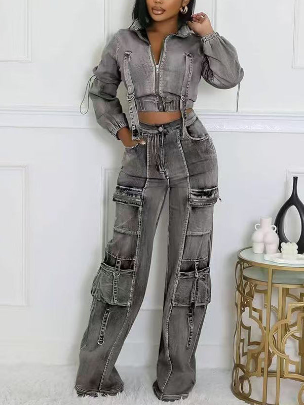Denim Jacket & Cargo Pants Set