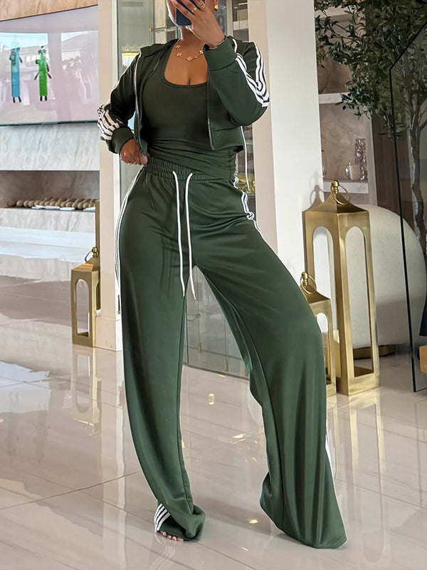 Side-Stripe Zip-Front Hoodie & Pants Set