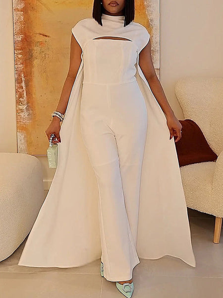Solid Tunic Top & Jumpsuit Set