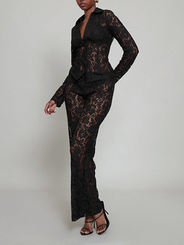 Lace Shirt & Pants Set