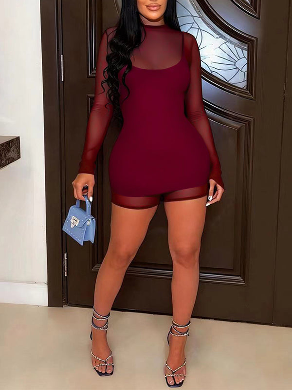 Sheer Romper with Cami Dress