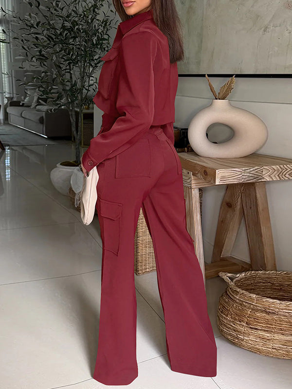 Zip-Front Cargo Jacket & Pants Set