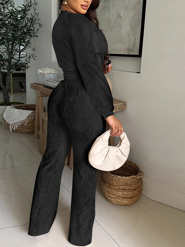 Tied V-Neck Top & Pants Set