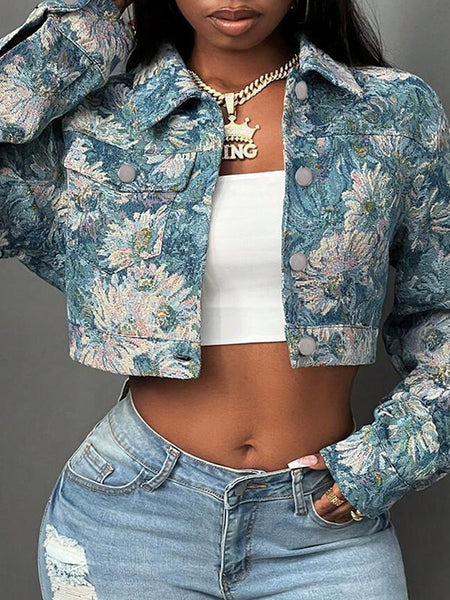 Printed Button-Front Jacket