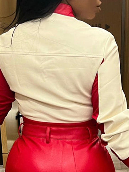 Faux-Leather Bomber Jacket