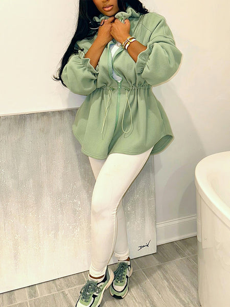 Drawstring Zip-Front Jacket