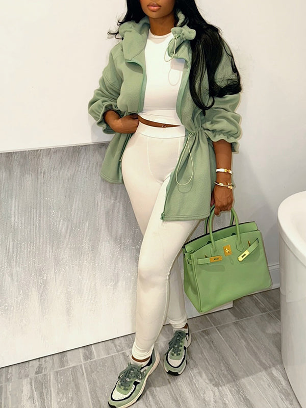 Drawstring Zip-Front Jacket