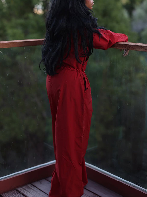 Drawstring Zip-Front Jumpsuit