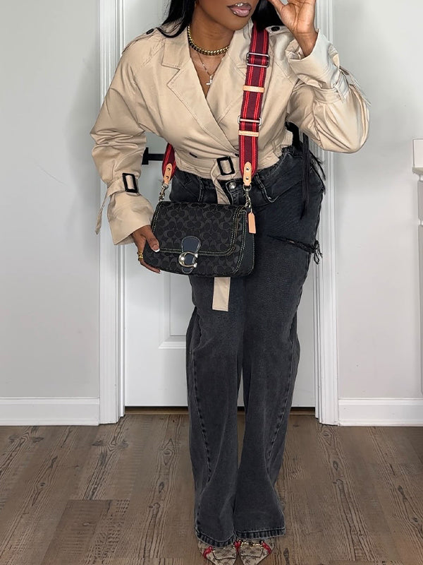 Solid Belted Short Trench