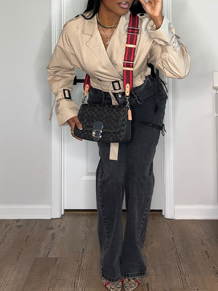 Solid Belted Short Trench