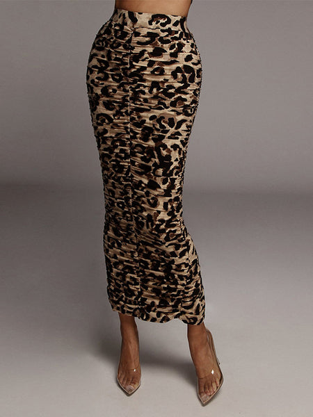 Printed Ruched Skirt