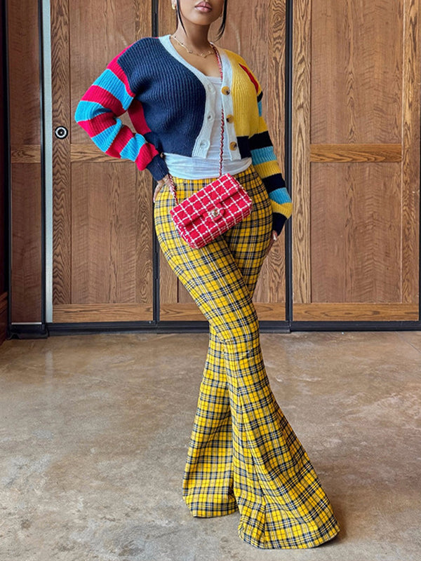 Plaid Flared Pants