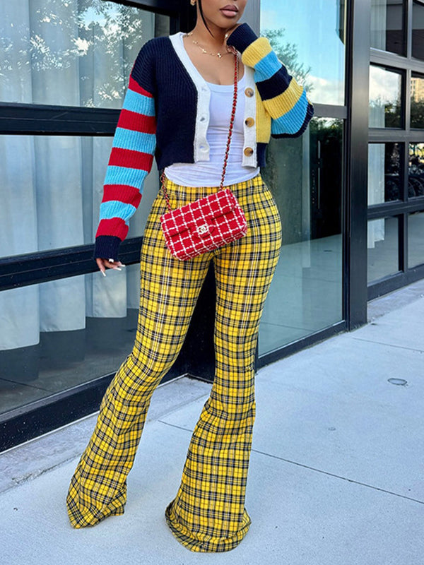 Plaid Flared Pants