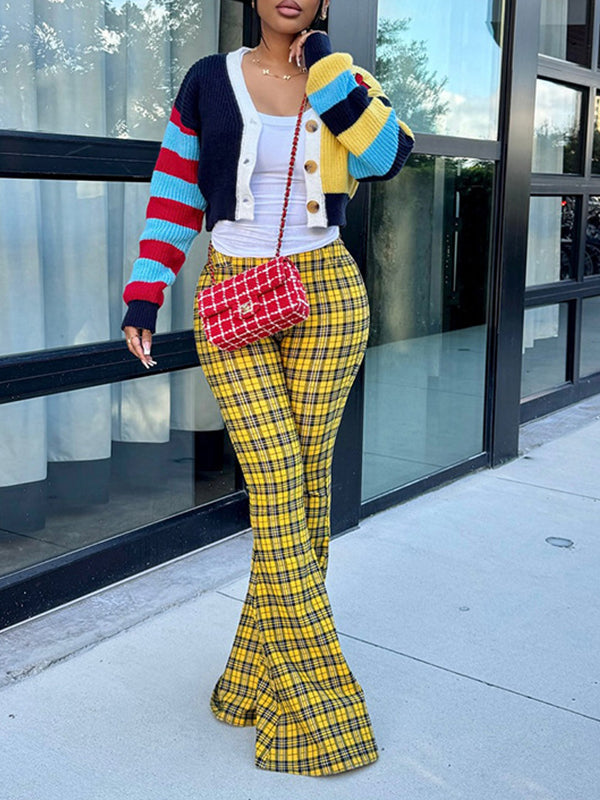 Plaid Flared Pants