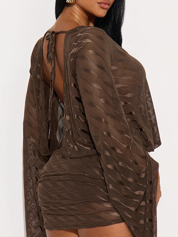 Stripe V-Neck Wrapped Dress