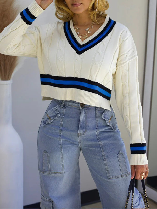 Stripe V-Neck Sweater