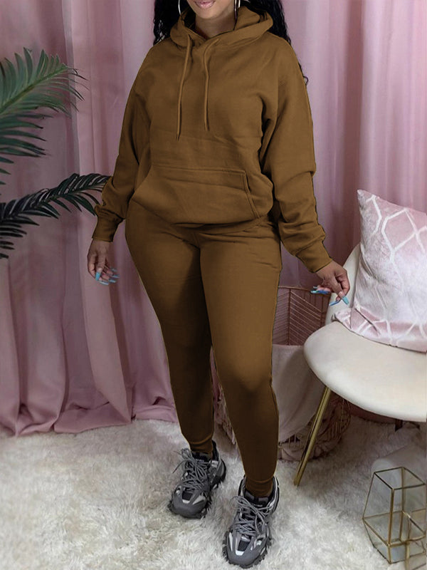 Solid Hoodie & Pants Set