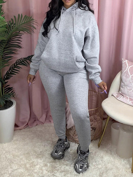Solid Hoodie & Pants Set