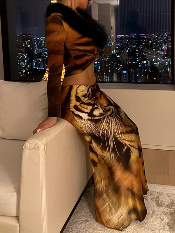 Faux-Fur Combo Top & Skirt Set