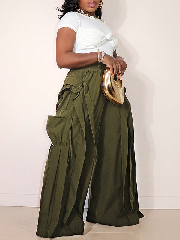 Frilled Wide-Leg Pants