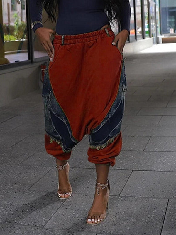 Denim Combo Harem Pants