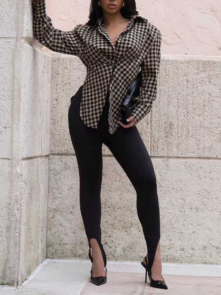 Plaid Side-Slit Shirt