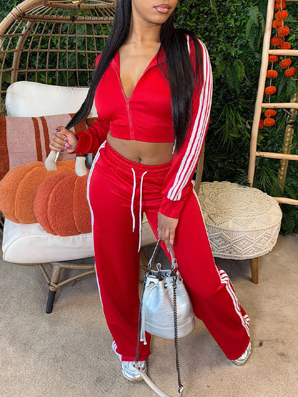 Side-Stripe Zip Hoodie & Pants Set