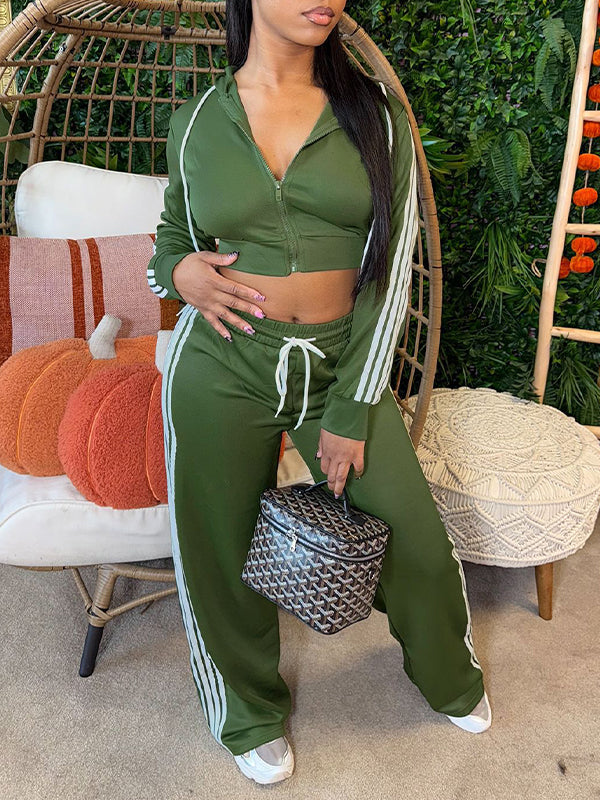 Side-Stripe Zip Hoodie & Pants Set