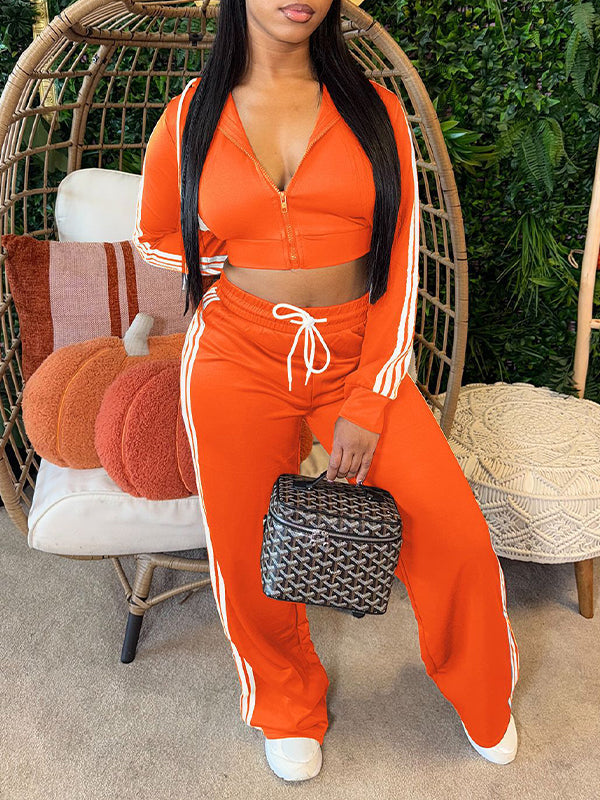Side-Stripe Zip Hoodie & Pants Set
