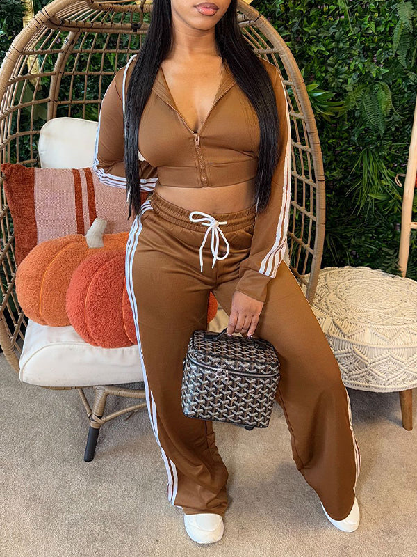 Side-Stripe Zip Hoodie & Pants Set