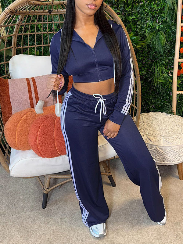 Side-Stripe Zip Hoodie & Pants Set
