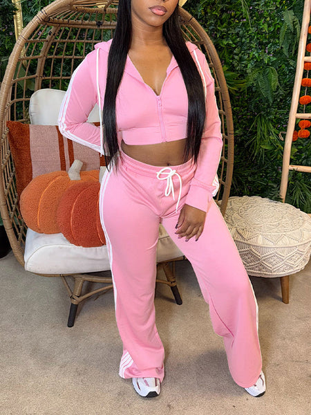 Side-Stripe Zip Hoodie & Pants Set