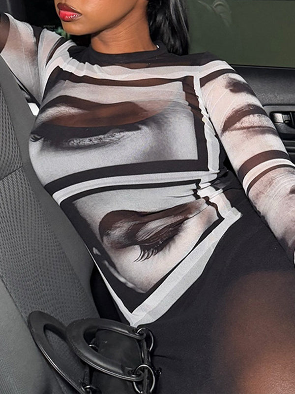 Printed Sheer Top