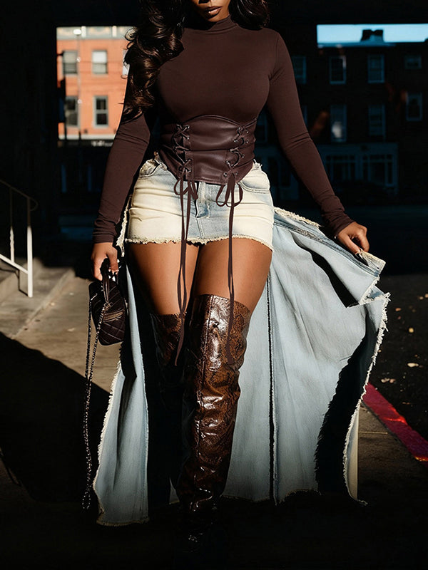 Faux-Leather Combo Tee