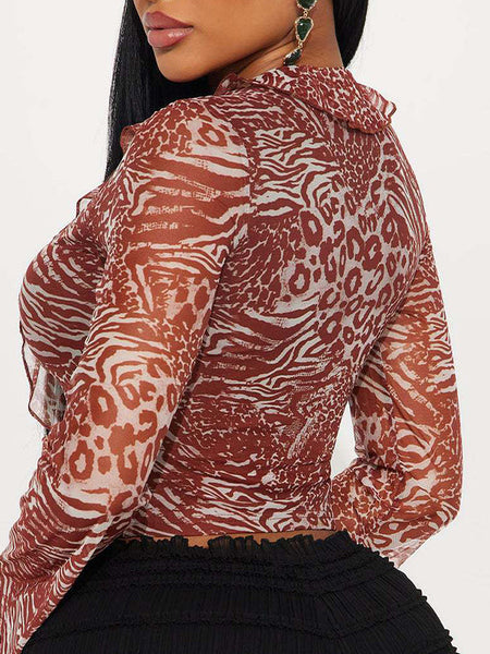 Printed Lace-Up Shirt