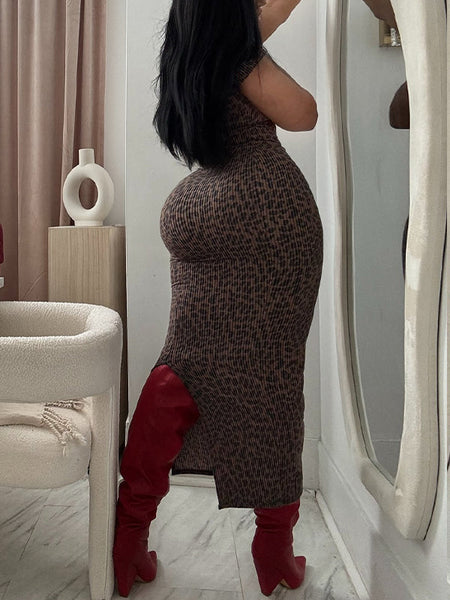 Leopard Slit Dress