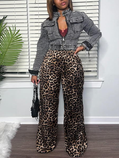 Leopard Wide-Leg Pants