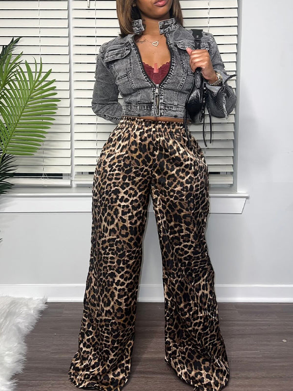 Leopard Wide-Leg Pants