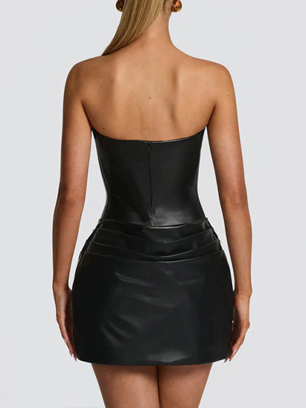 Faux-Leather Tube Dress