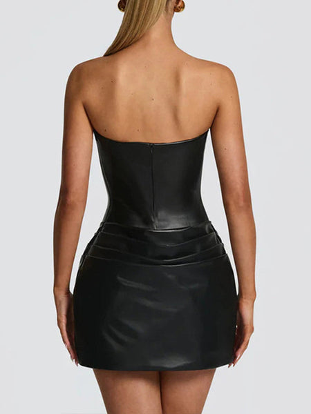 Faux-Leather Tube Dress
