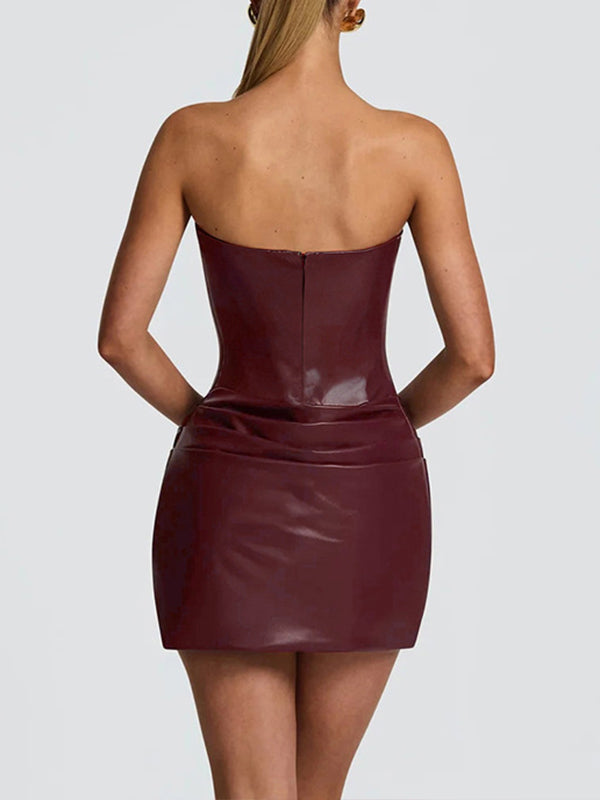 Faux-Leather Tube Dress