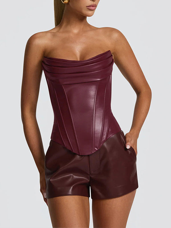 Faux-Leather Corset Top