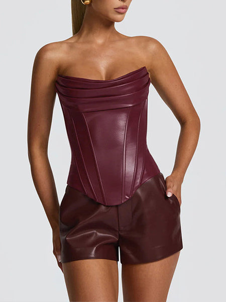 Faux-Leather Corset Top