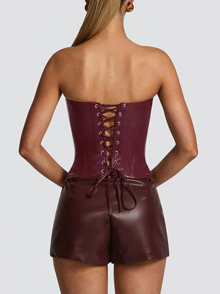 Faux-Leather Corset Top