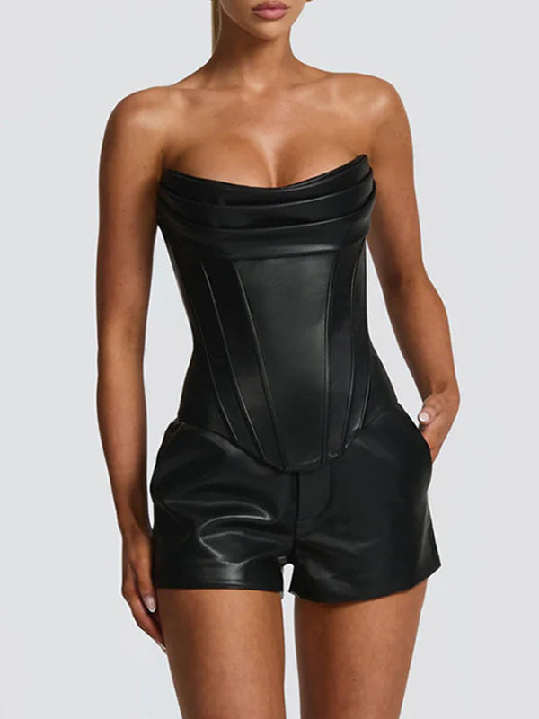 Faux-Leather Corset Top