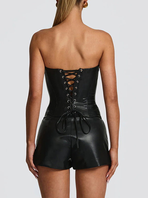 Faux-Leather Corset Top