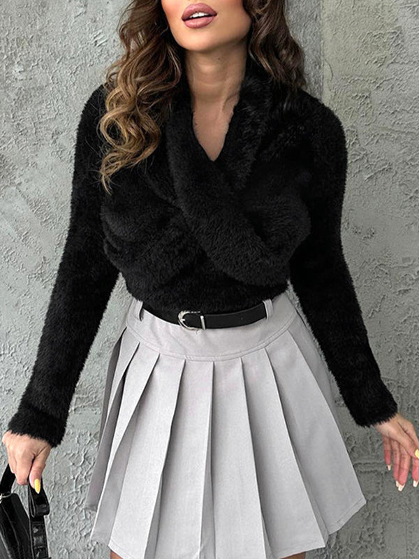 V-Neck Twisted Sweater