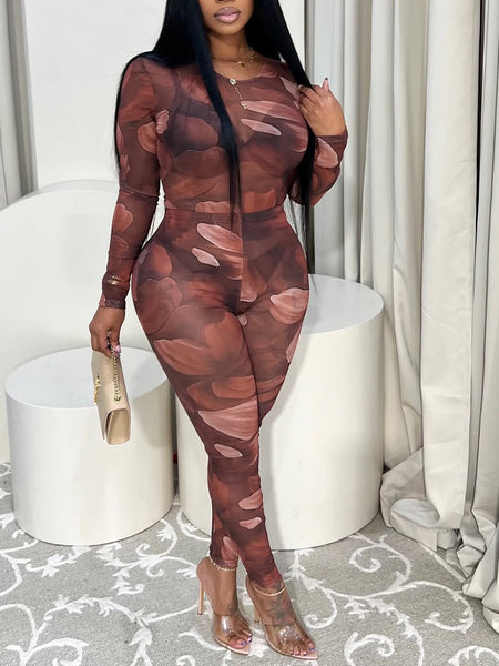 Printed Skinny Pants Set